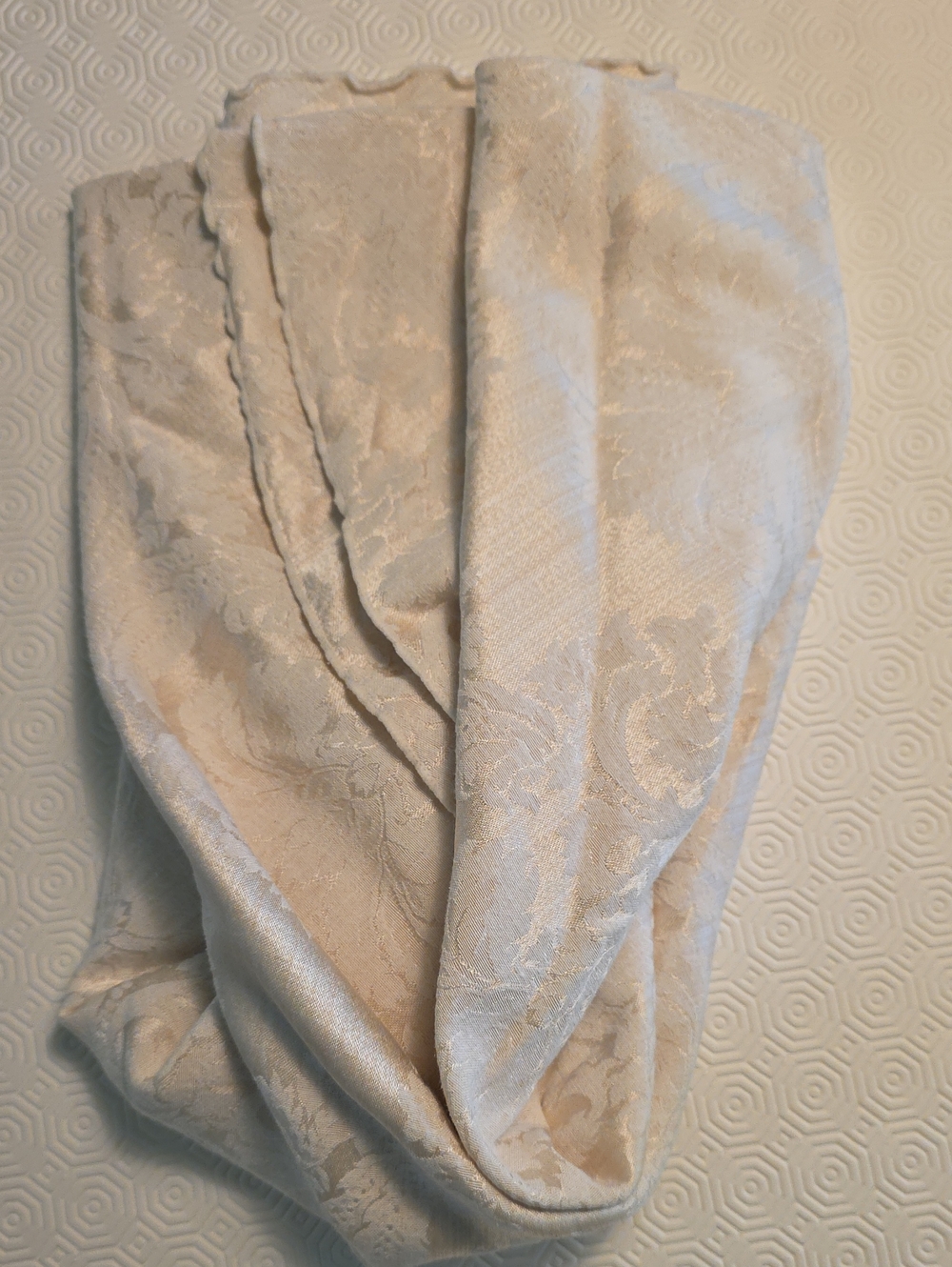 Ivory Damask Fabric Round Tablecloth 72 Inches In Diameter